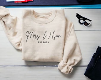 Gepersonaliseerde toekomstige mevrouw sweatshirt verlovings- en bruidsdouchecadeau verloofde trui Moederdag cadeau bruid aan ik zei ja trui