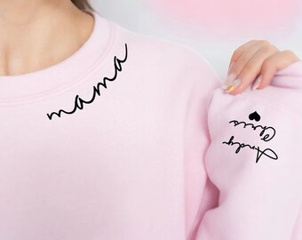 Aangepaste gepersonaliseerde Mama Sweatshirt Moederdag cadeau moeder trui verjaardagscadeau nieuwe moeder cadeau minimalistische stijl Kids namen uniek cadeau"