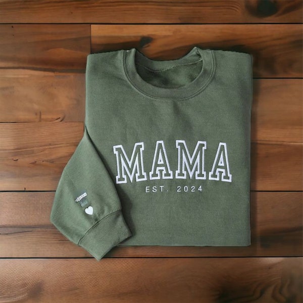 Sweat-shirt maman personnalisé | Lettrage soufflé personnalisé | Prénoms Enfants | Motif en relief | Cadeau d'anniversaire pour maman | Pull maman unique | Cadeau pour elle