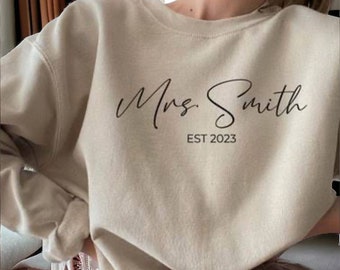 Aangepaste toekomstige mevrouw Sweatshirt gepersonaliseerd verlovingscadeau bruids douche Moederdag cadeau verloofde trui ik zei ja aanstaande bruid