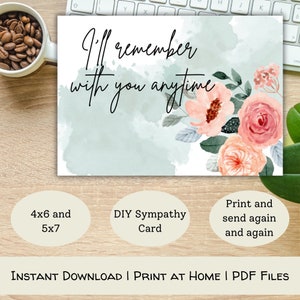 Rappelez-vous n'importe quand carte imprimable - carte d'impression à la maison pour fausse couche PDF - cadeau imprimable pour carte de sympathie bricolage fausse couche stérilité