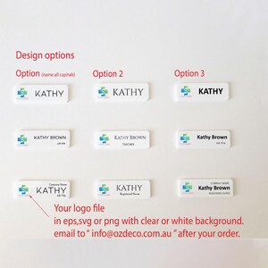Custom Professional Business Name Badge – Minimalist White Acrylic; Shop Tag with your Logo Symbol for Company Business Staff Volunteer ID