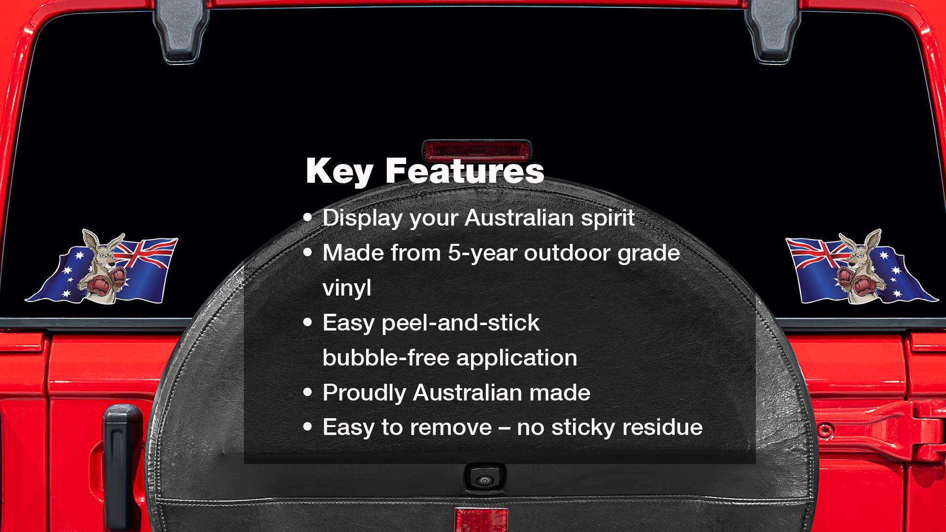 Made In Australia" Car Sticker Decal – Boxing Kangaroo & Flag Design, Vinyl, Glossy White - Foto 13