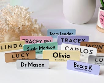 Custom Acrylic Name Badge: Pastel & Metallic, Pin or Magnetic