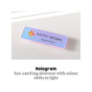 Kundenspezifisches Logo Holographischer Namensschild-Anhänger für Unternehmen - Holographisches Acryl; Namensschild mit Ihrem Logo Symbol für Event Party Fancy Shop