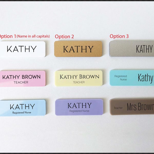 Custom Acrylic Name Badge: Minimalist Pastel Employee ID Tag