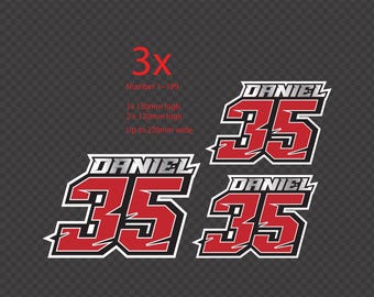 Race Number Decal Sticker for Motocross and Bike, Custom Digits and Colour
