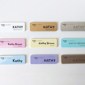 Hello My Name is - Custom Professional Business Name Badge – Minimalist White Acrylic; Shop Name badge for Company Staff ID Volunteer ID