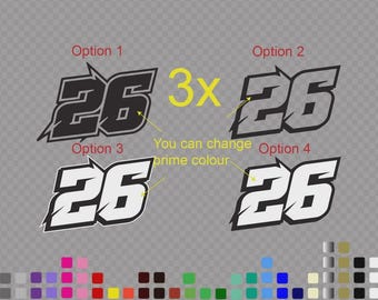 Motocross MX Number Plate Decal Stickers 3x, Custom Digits for Racing and Kart