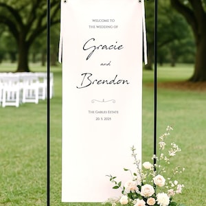 Fabric Wedding Sign | Welcome Sign for Wedding Baby Shower | Personalized Canvas Cloth Seating Chart | Custom Event Annivery Birthday Decor