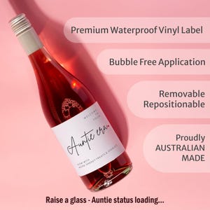 2x Welcome to Your Auntie Era  Wine Labels for Pregnancy Announcement & Auntie-to-Be Celebration Waterproof, Bubble Free Made in Australia