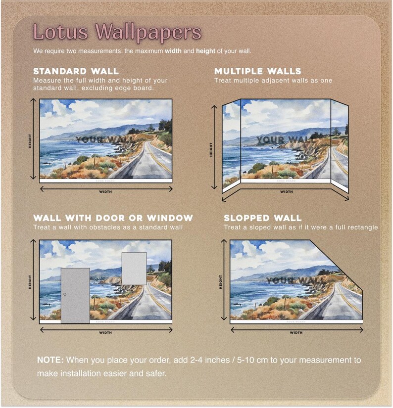 Buy Watercolor Coastal Road Mural, Peel and Stick Breathtaking Ocean