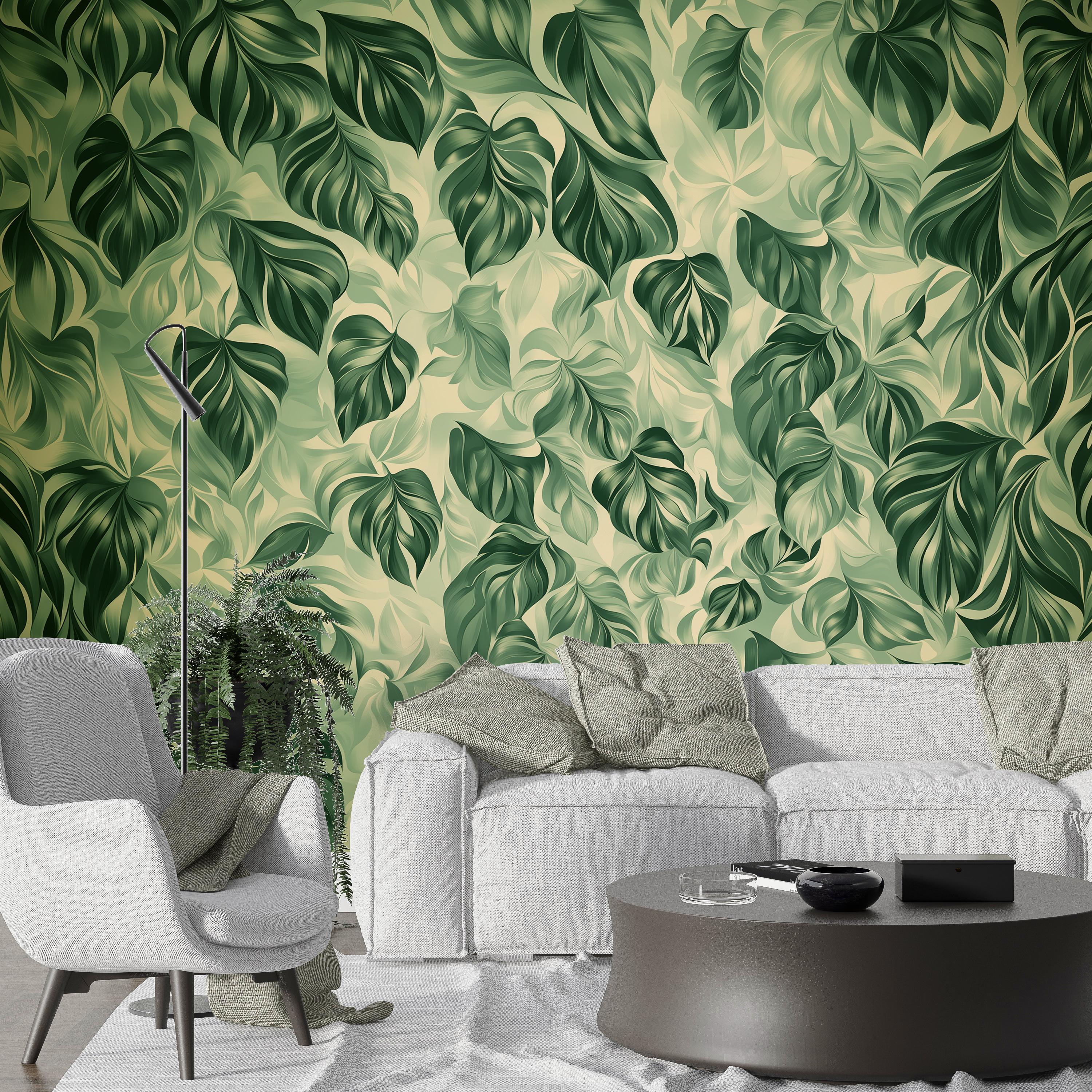 Lush Green Pattern Lush Green Leaf Pattern Wallpaper for Nature-inspired Spaces - Etsy