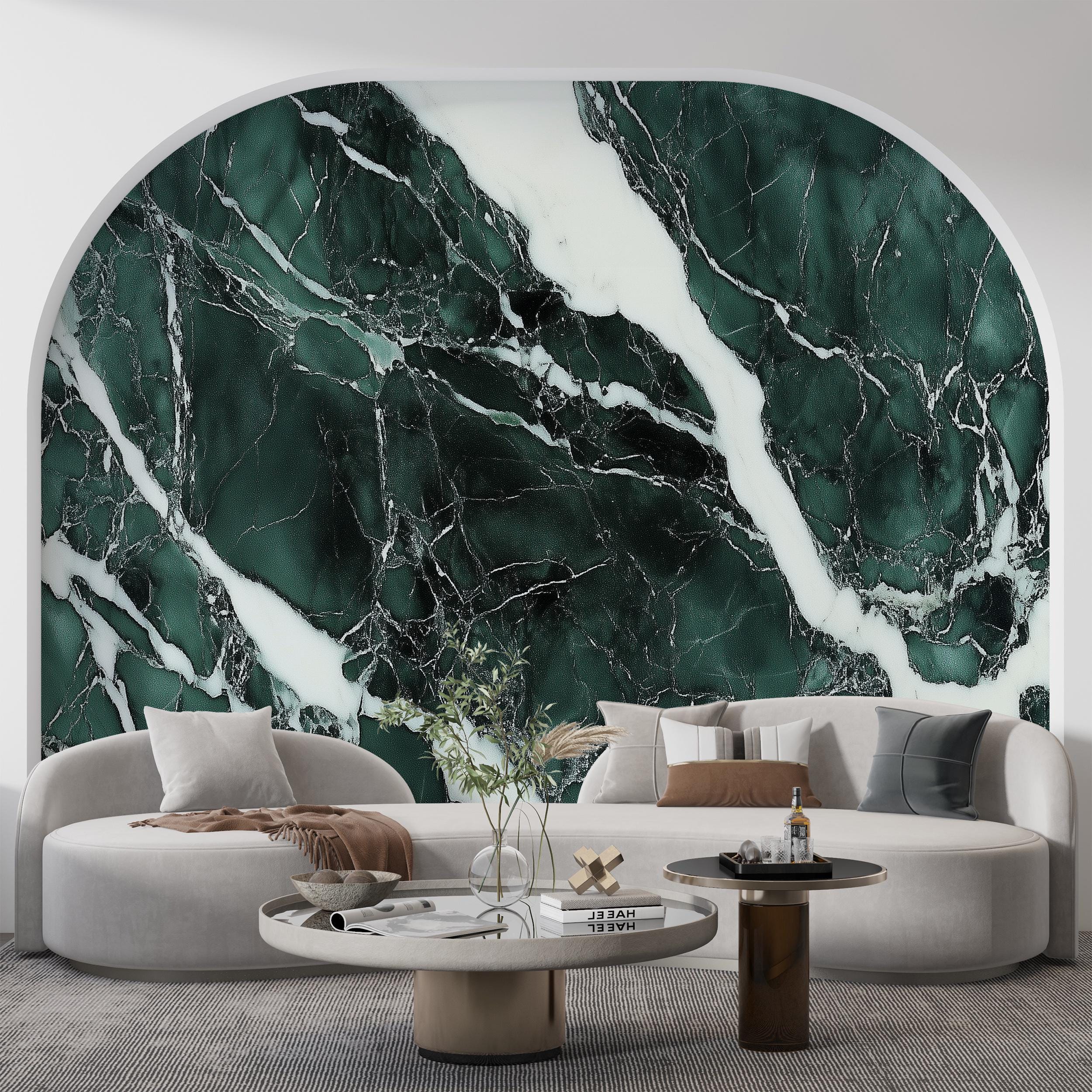 Dark Green Marble Mural: Peel and Stick Stone Wallpaper - Etsy