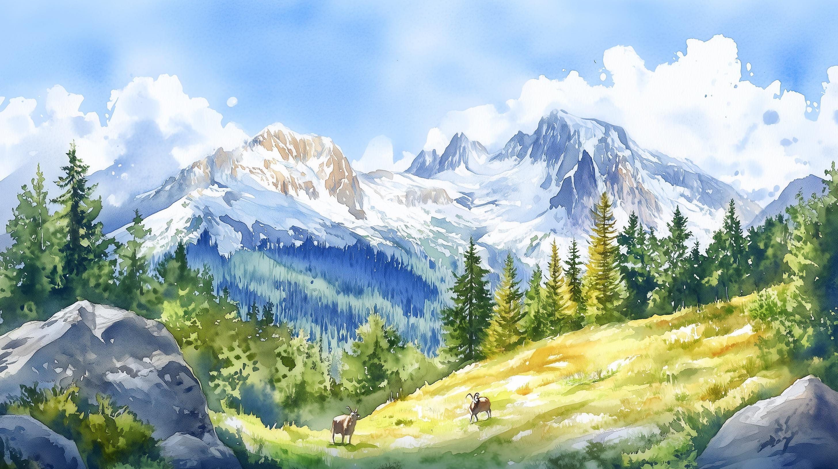 Rocky Mountains Wallpaper Mural: Colorado Snowy Peaks, Green