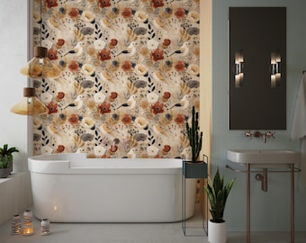 Folk Art Bird & Floral Wallpaper: Vintage Botanical Wall Mural