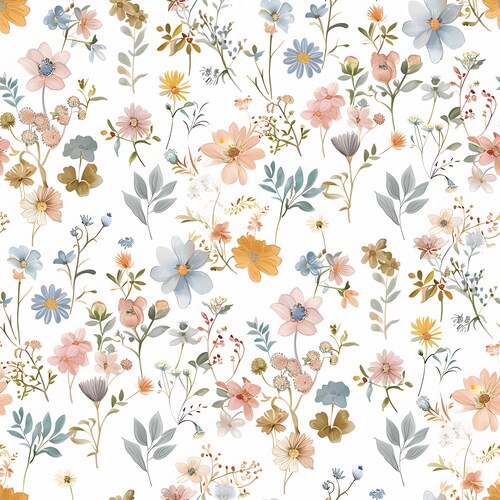 Pastel Floral Wallpaper: Soft Meadow Flowers, Peel and Stick