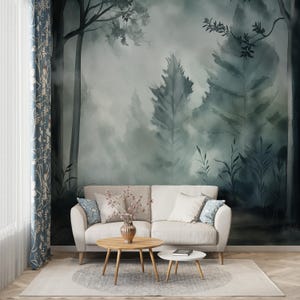Enchanting forest landscape wallpaper for serene interiors