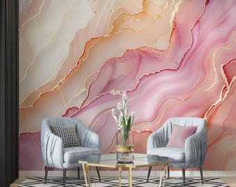 Pastel Marble Wallpaper: Peel and Stick Alcohol Ink Wall Mural