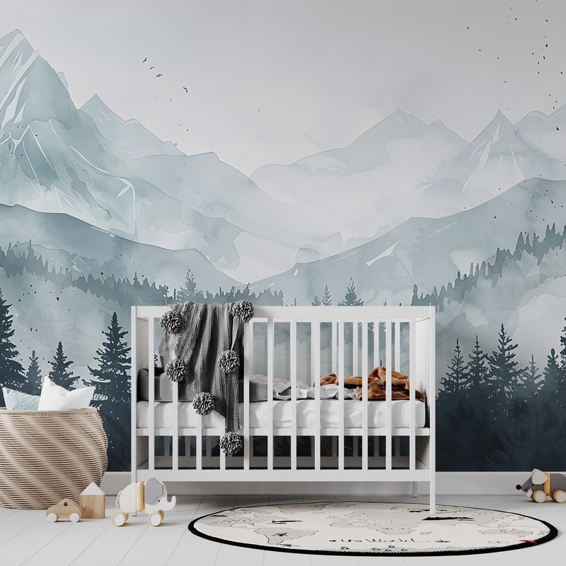 Mountain Nursery Mural - Etsy
