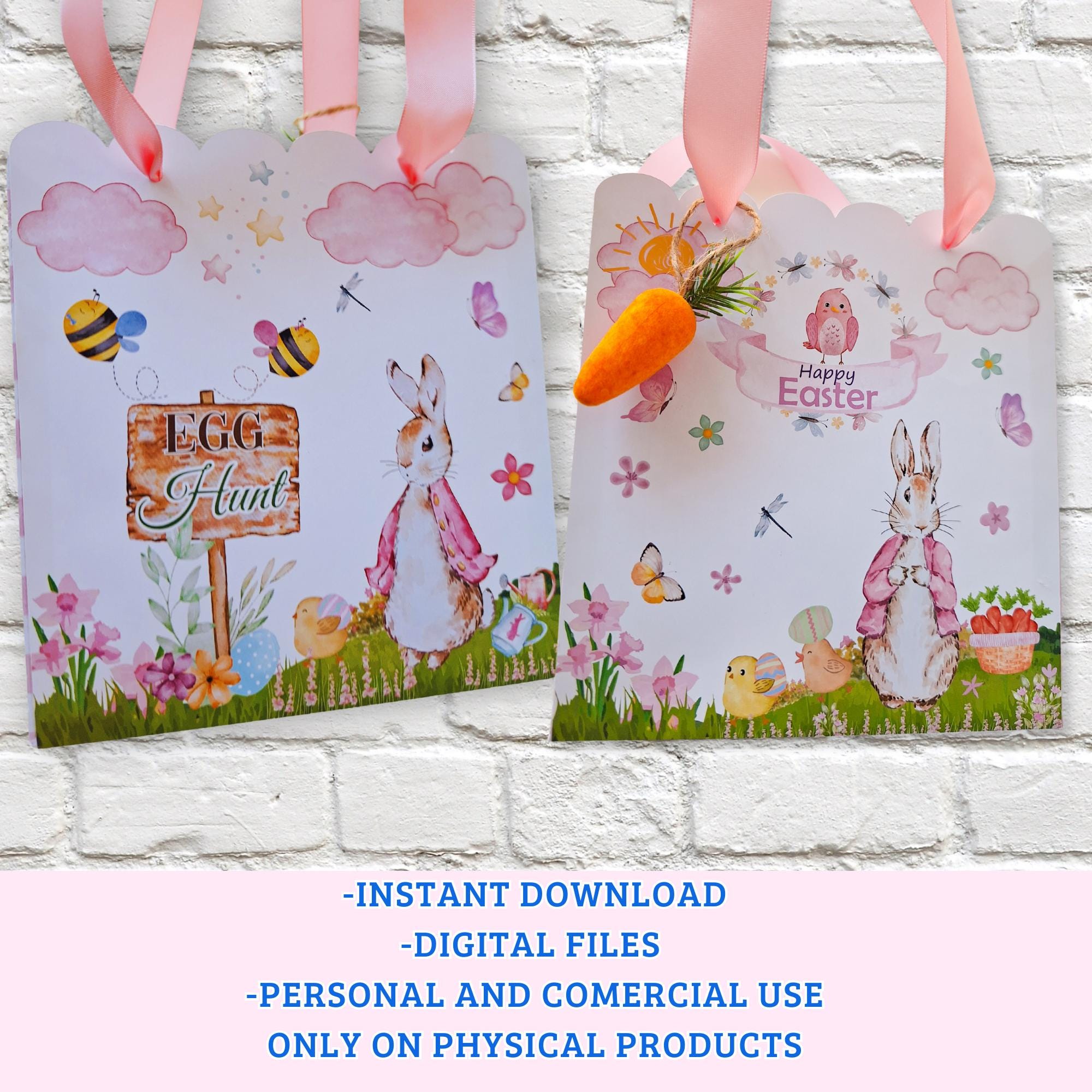 Easter Gift Bag Bundle, Printable Bunny Favor Bags (SVG, PDF, PNG ...