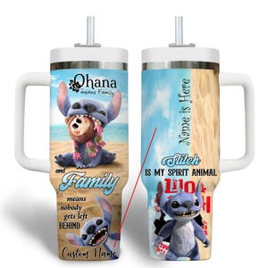 Bicchiere Disney Stitch è il mio spirito animale, bicchiere in acciaio inossidabile tropicale Lilo e Stitch, bicchiere Disney Cartoon da 40 once per bambini e adulti