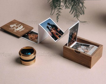 Marco de fotos de madera, álbum de fotos extraíble, caja de recuerdos de memoria, caja de sombras de marco de fotos de madera personalizada, regalo de aniversario, San Valentín G