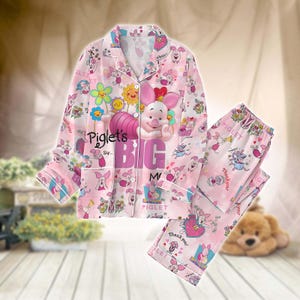 Conjunto de pijama de Piglet de Disney, ropa de dormir de Piglet de Winnie The Pooh, camisa familiar a juego de Disneyland, ropa de estar por casa con dibujos animados de Piglet