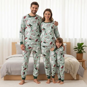 Snowman Long Sleeve Pajamas Set, Holiday Christmas Pajamas Family, Winter Matching Pajamas, Cozy Xmas Gift