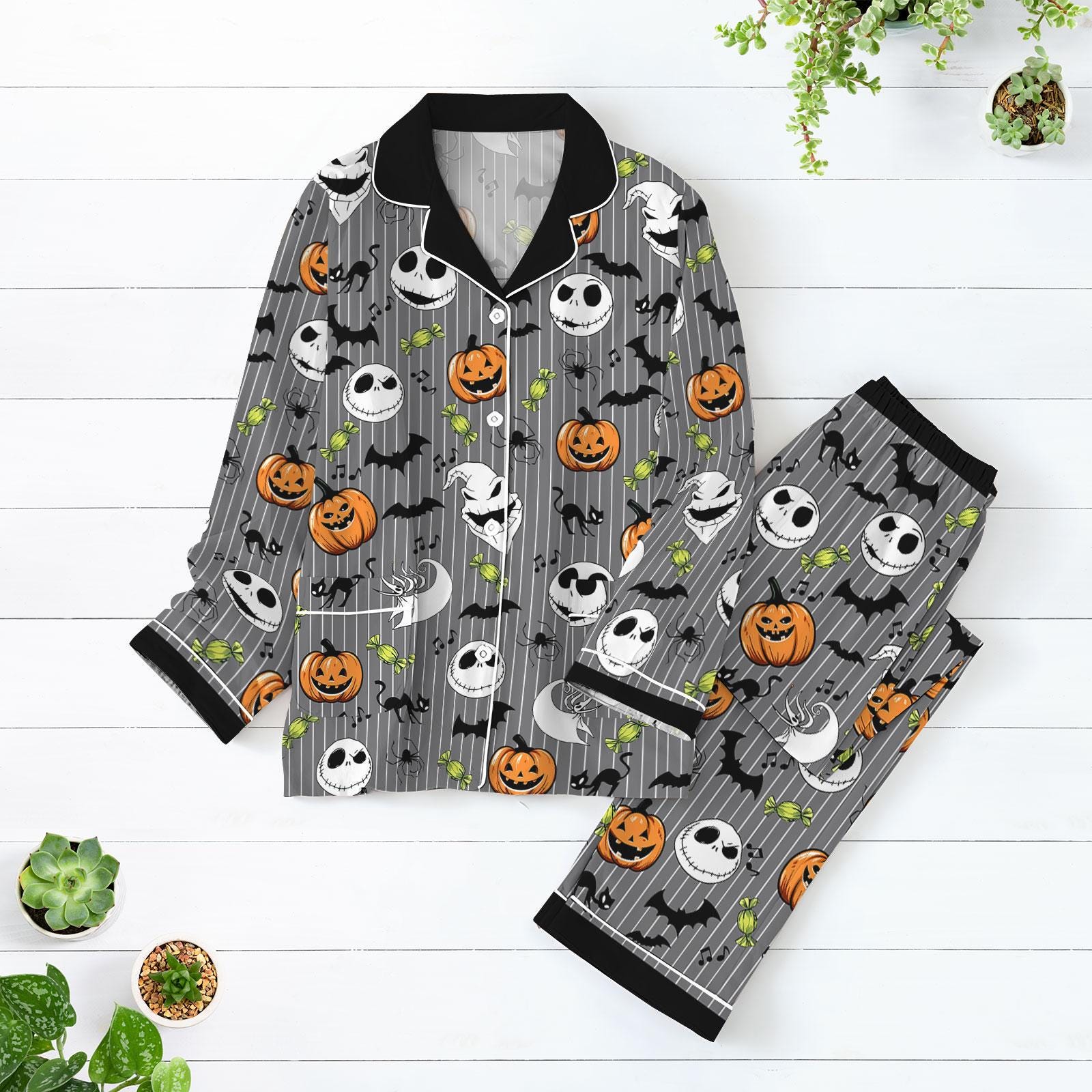 Discover Halloween Jack Skellington Pajamas Set, Nightmare Before Christmas Shirt, Pumpkin King Holiday Pajamas, Oogie Boogie Shirt