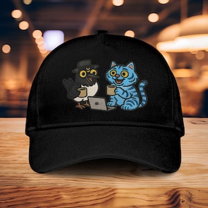 Blue Tiger Demon Hunter Embroidery Cap, Derpy Demon Tiger Baseball Hat, Kpop Anime Tiger Classic Cap, Tiger and Bird Embroidered Washed