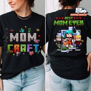 Personalisiertes MomCraft T-Shirt, Minecraft Beste Mutter aller Zeiten Minecraft Sweatshirt, Mom Gaming Tee, lustiges Shirt für Mom, Trending Game Hoodie