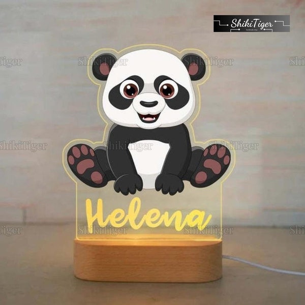 Luz nocturna de panda 3D, lámpara de oso panda animal, lámpara de noche linda de panda para niños, luz LED 3d de animal panda, luz de noche de dormitorio
