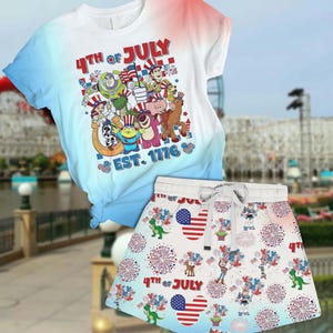 Toy Story Happy 4Th Of July Shirt, Disney Cartoon Fourth of July Short, You've Got a Friend in Me Shirt, Red White And Blue Short Pajamas