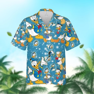 Funny Donald Duck Hawaiian Shirt, Disney Donald Duck Beach Shirt, Disneyland Trip Family Vacation, Disney Cartoon Birthday Gift For Kid