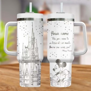 Mickey Laser Engraved Tumbler, Customized Tumbler With Straw, Personalized Disney Couples 40oz Tumbler, Magic Kingdom Gift