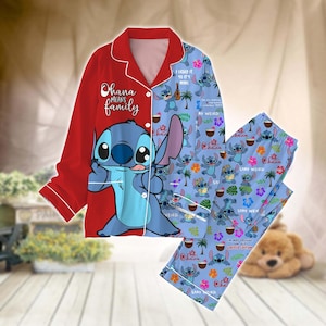 Stitch Pajamas Set, Stitch Angel Couple Pajamas Pants, Disney Cartoon Holiday Pajamas, Stitch Movie Gift For Fan