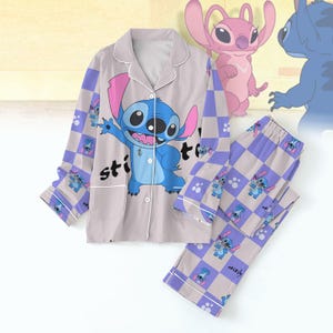 Disney Stitch Pajamas Set, Stitch Cartoon Long Sleeve Pajamas Set, Disneyland Family Vacation Trip Gift, Magic Kingdom Gifts