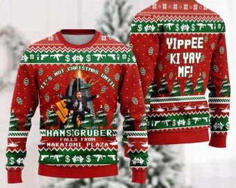Die Hard Christmas Ugly Sweater, Hans Gruber Sweater, Xmas Movie Gift for Men Women, Holiday Gift