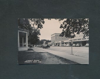 POSTCARD- KODAK RPPC- street scene Crossett, Arkansas circa 1940's- postally unused