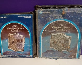 Two AMEROCK Switch / Receptacle Plates (one DBL switch & one SGL switch)- "Carriage House Collection"- in box