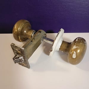 Steel DOOR KNOB Set w/ Latch Assembly & Rose- Sold As-Is