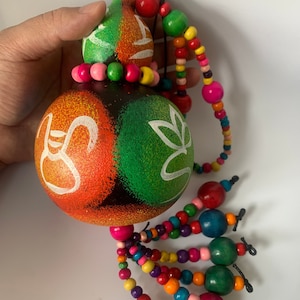 Happy Pride Rainbow Handmade Gourd Painted Artwork - Natural and Colorful Traditional Ethnic Decor!