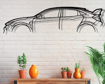 Décoration murale en métal Honda Civic Type R, Civic Garage, Enseigne murale de garage de voiture, Décoration de voiture de course, Accessoires TypeR