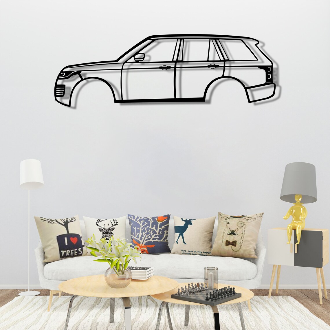 Range Rover Vogue Silhouette, Custom Metal Silhouette Wall Art, Car ...