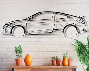Civic Si Coupe gedetailleerde metalen muurkunst, Civic garage, muurbord autogarage, decor racewagen, Civic-accessoires