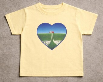 Dreamcore Baby Tee, Liminal Space Shirt, Aesthetic Heart Graphic Tee, Surreal Landscape Shirt, Y2K Baby Tee, Retro Aesthetic Top