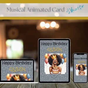 Biglietto di auguri musicale digitale con carta da gioco musicale, biglietto regalo per la mamma, regalo di compleanno, modello Canva personalizzabile per biglietti di auguri di compleanno