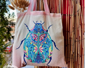 Pretty Patterned Beetle Canvas Tote