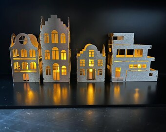 Stainless steel light houses Urban Edition – modern & classic designs – atmospheric decoration and gift idea – handcrafted, laser-cut